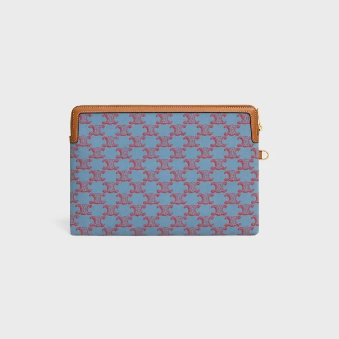 Small Pouch with Strap Cuir Triomphe in Textile with Triomphe All Over Small Pouch with Strap Cuir Triomphe in Textile with Triomphe All Over
