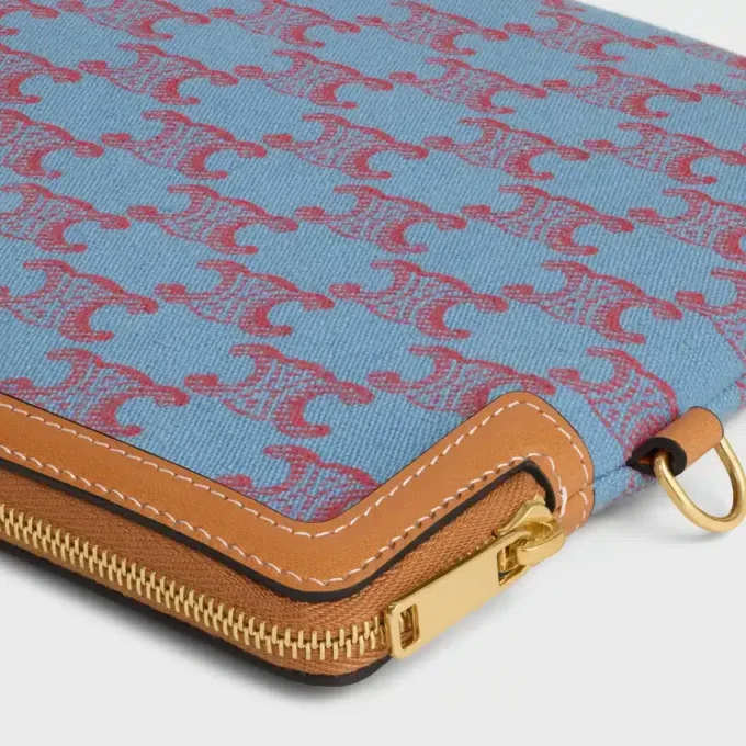 Small Pouch with Strap Cuir Triomphe in Textile with Triomphe All Over Small Pouch with Strap Cuir Triomphe in Textile with Triomphe All Over