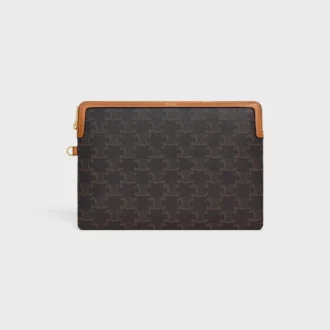 Small Pouch with Strap Cuir Triomphe in Triomphe Canvas and Calfskin