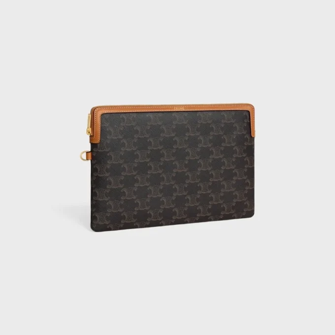 Small Pouch with Strap Cuir Triomphe in Triomphe Canvas and Calfskin Small Pouch with Strap Cuir Triomphe in Triomphe Canvas and Calfskin