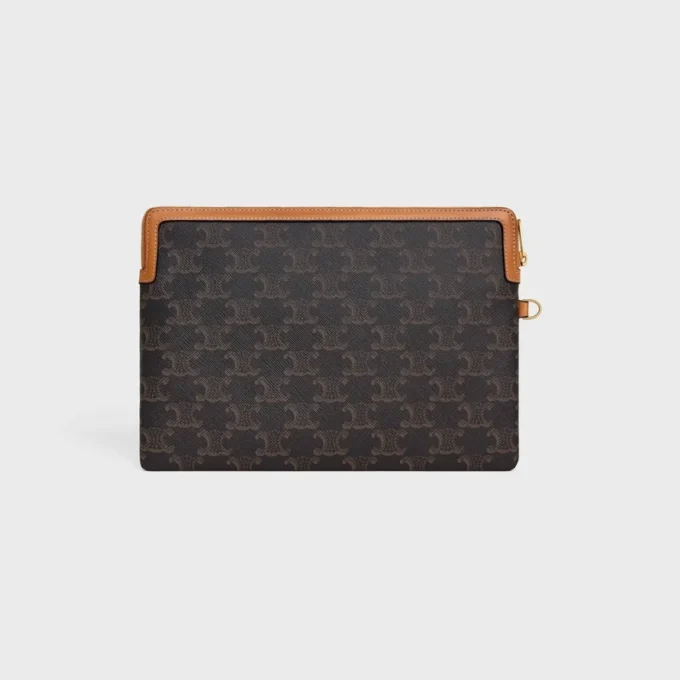 Small Pouch with Strap Cuir Triomphe in Triomphe Canvas and Calfskin Small Pouch with Strap Cuir Triomphe in Triomphe Canvas and Calfskin