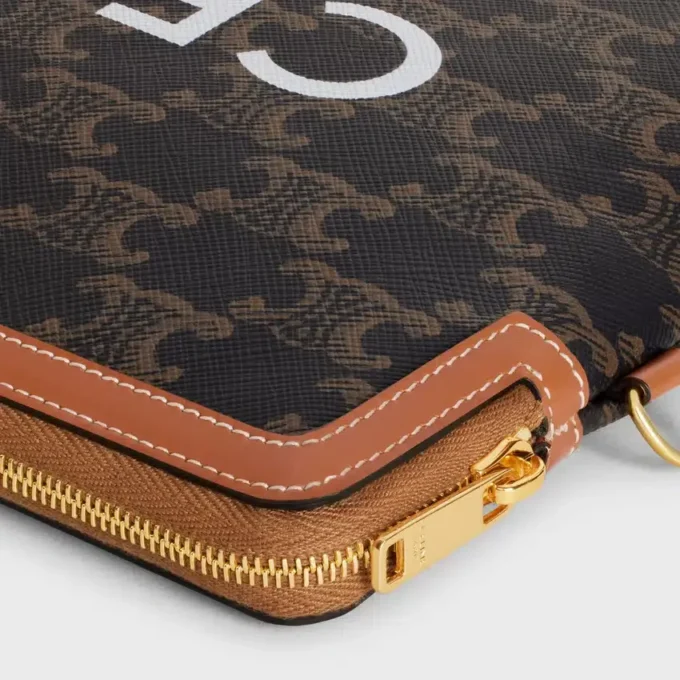 Small Pouch with Strap Cuir Triomphe in Triomphe Canvas with Celine Print Small Pouch with Strap Cuir Triomphe in Triomphe Canvas with Celine Print