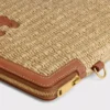 Small Pouch with Strap in Raffia Effect Textile and Calfskin Small Pouch with Strap in Raffia Effect Textile and Calfskin