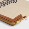 Small Pouch with Strap in Textile with Anchor Embroidery and Calfskin Small Pouch with Strap in Textile with Anchor Embroidery and Calfskin