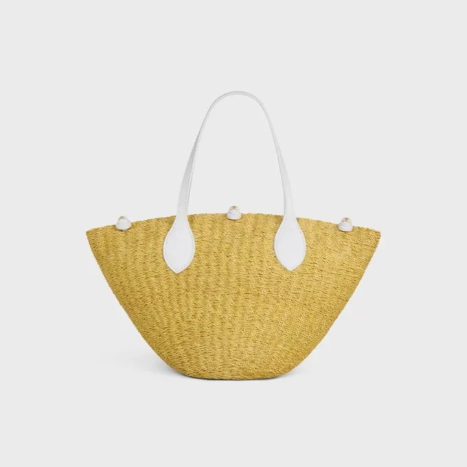 Small Triomphe Beads Basket in Sisal and Calfskin Small Triomphe Beads Basket in Sisal and Calfskin