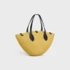Small Triomphe Beads Basket in Sisal and Calfskin
