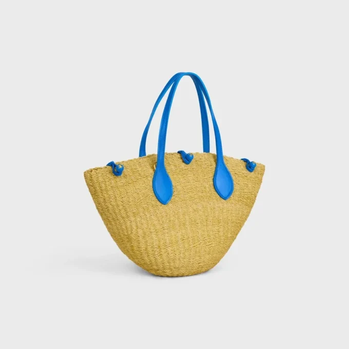 Small Triomphe Beads Basket in Sisal and Calfskin Small Triomphe Beads Basket in Sisal and Calfskin