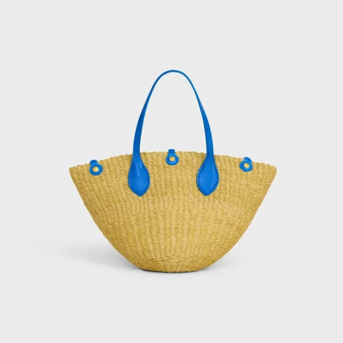 Small Triomphe Beads Basket in Sisal and Calfskin Small Triomphe Beads Basket in Sisal and Calfskin