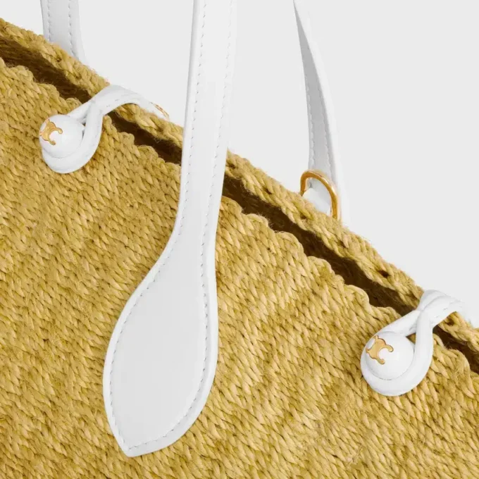 Small Triomphe Beads Basket in Sisal and Calfskin Small Triomphe Beads Basket in Sisal and Calfskin