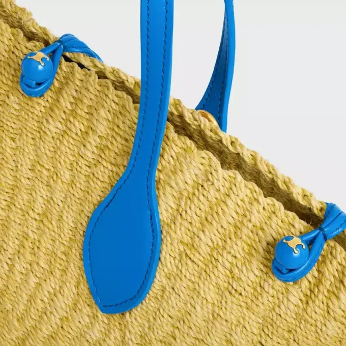 Small Triomphe Beads Basket in Sisal and Calfskin Small Triomphe Beads Basket in Sisal and Calfskin