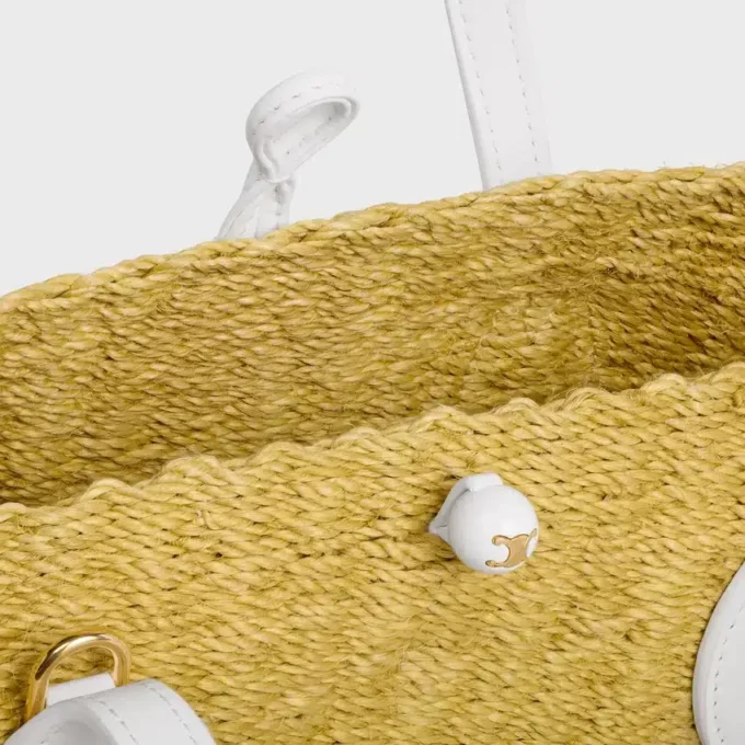 Small Triomphe Beads Basket in Sisal and Calfskin Small Triomphe Beads Basket in Sisal and Calfskin