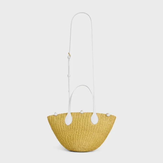 Small Triomphe Beads Basket in Sisal and Calfskin Small Triomphe Beads Basket in Sisal and Calfskin