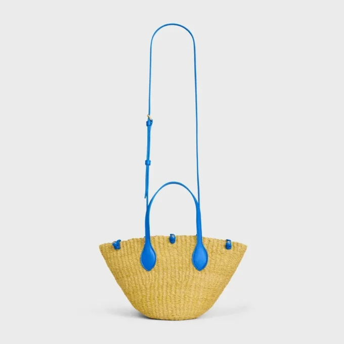 Small Triomphe Beads Basket in Sisal and Calfskin Small Triomphe Beads Basket in Sisal and Calfskin