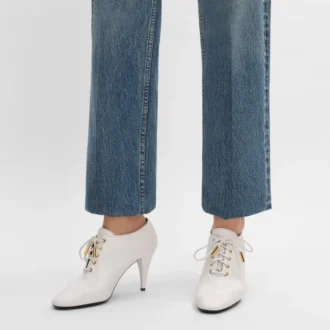 Soft Oxford Lace-Up Heeled Ballerina in Calfskin – Vegetal Tanning