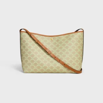 Soft Shopper Bag in Triomphe Canvas and Calfskin