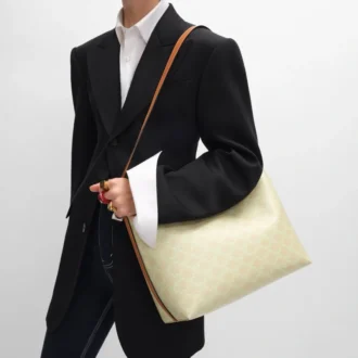 Soft Shopper Bag in Triomphe Canvas and Calfskin