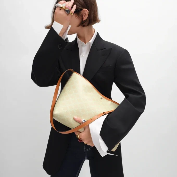 Soft Shopper Bag in Triomphe Canvas and Calfskin Soft Shopper Bag in Triomphe Canvas and Calfskin