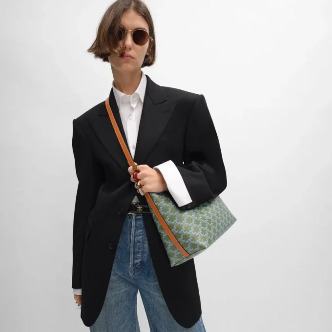 Soft Shopper Bag in Triomphe Canvas and Calfskin Soft Shopper Bag in Triomphe Canvas and Calfskin