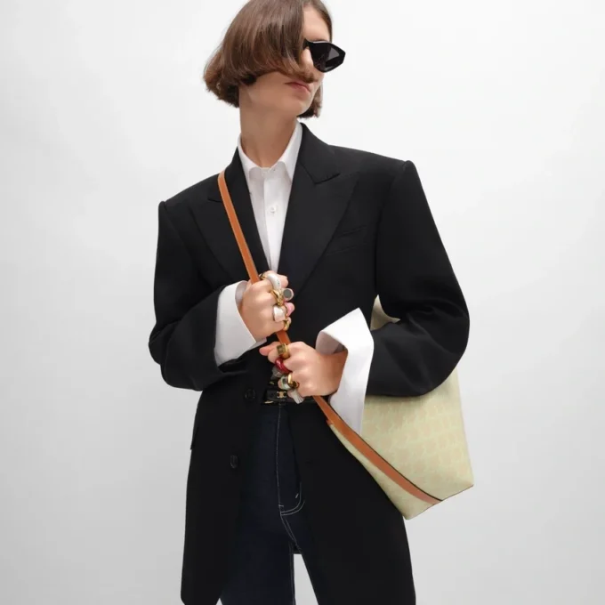 Soft Shopper Bag in Triomphe Canvas and Calfskin Soft Shopper Bag in Triomphe Canvas and Calfskin