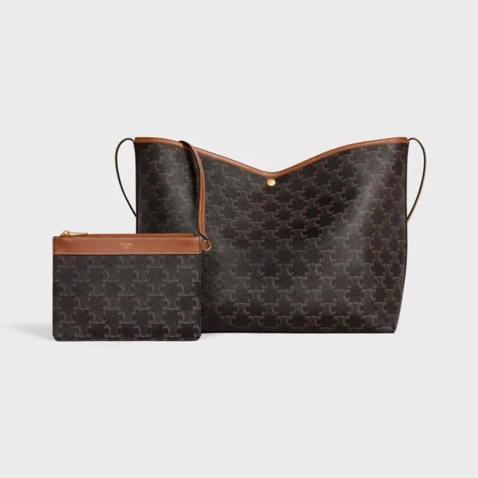 Soft Shopper Bag in Triomphe Canvas and Calfskin Soft Shopper Bag in Triomphe Canvas and Calfskin