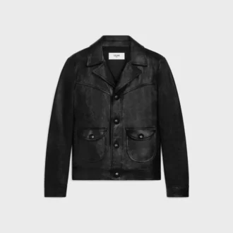Straight-Cut Blouson Jacket in Waxed Lambskin