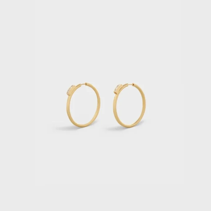 Systeme Large Hoops in Yellow Gold and Diamonds