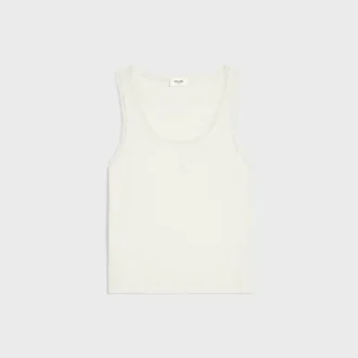 Tank Top in Ribbed Cotton and Silk