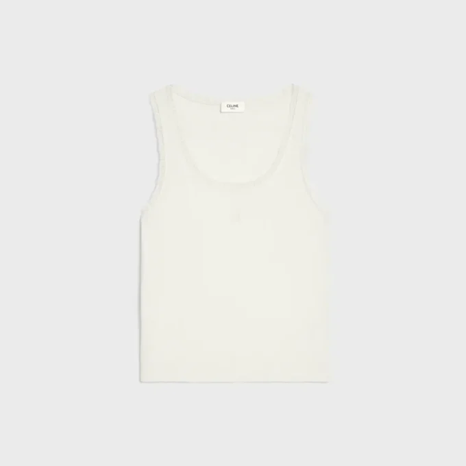 Tank Top in Ribbed Cotton and Silk Tank Top in Ribbed Cotton and Silk