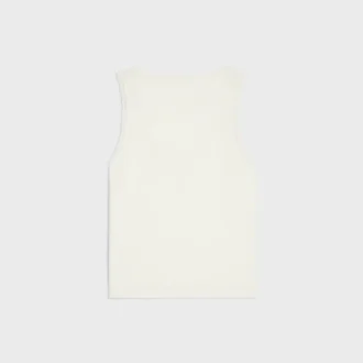Tank Top in Ribbed Cotton and Silk