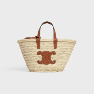 Teen Celine Classic Panier in Palm Leaves and Calfskin