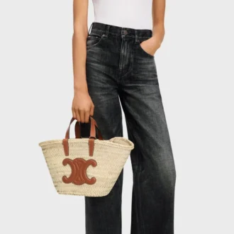 Teen Celine Classic Panier in Palm Leaves and Calfskin