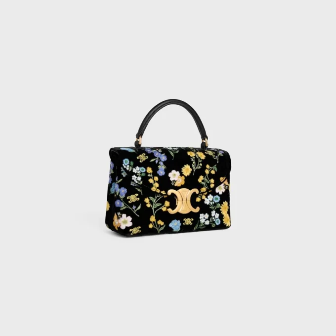 Teen Nino Bag in Velvet with Floral Embroidery Teen Nino Bag in Velvet with Floral Embroidery