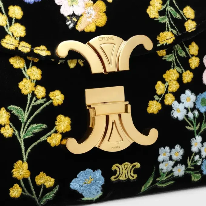 Teen Nino Bag in Velvet with Floral Embroidery Teen Nino Bag in Velvet with Floral Embroidery