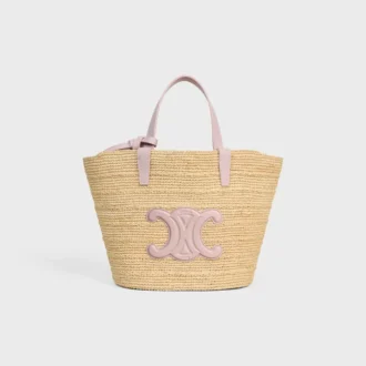 Teen Supple Celine Classic Panier in Raffia and Calfskin