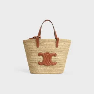 Teen Supple Celine Classic Panier in Raffia and Calfskin