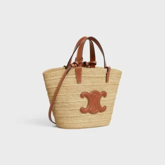 Teen Supple Celine Classic Panier in Raffia and Calfskin