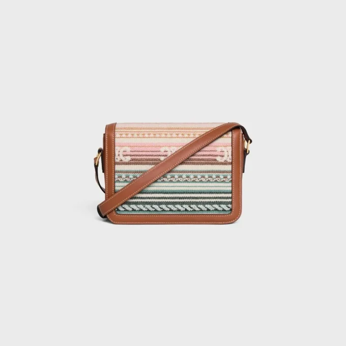 Teen Triomphe Bag in Striped Textile and Calfskin Teen Triomphe Bag in Striped Textile and Calfskin