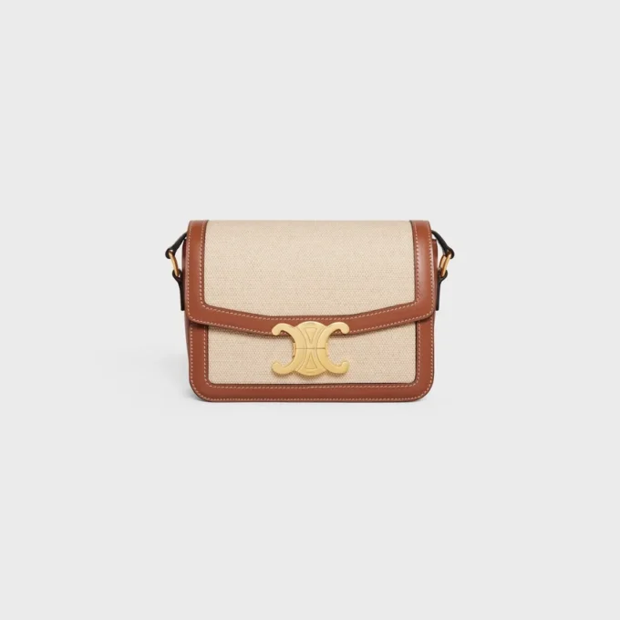Teen Triomphe Bag in Textile and Calfskin Teen Triomphe Bag in Textile and Calfskin