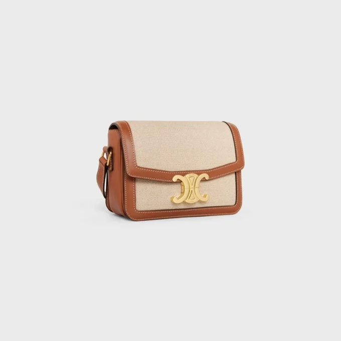 Teen Triomphe Bag in Textile and Calfskin Teen Triomphe Bag in Textile and Calfskin