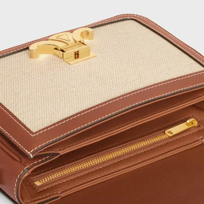 Teen Triomphe Bag in Textile and Calfskin Teen Triomphe Bag in Textile and Calfskin