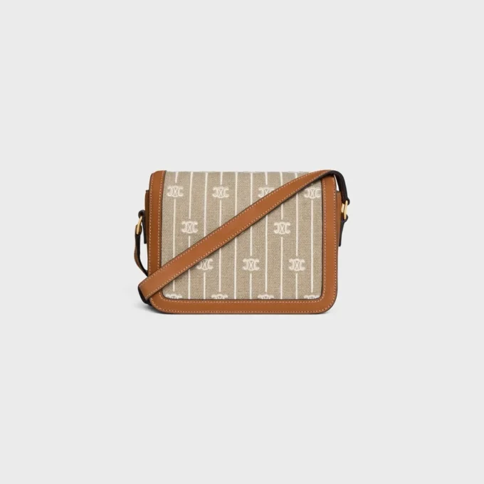 Teen Triomphe Bag in Textile with Triomphe All over and Calfskin Teen Triomphe Bag in Textile with Triomphe All over and Calfskin