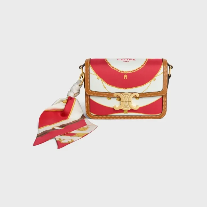 Teen Triomphe in Silk and Natural Calfskin Teen Triomphe in Silk and Natural Calfskin