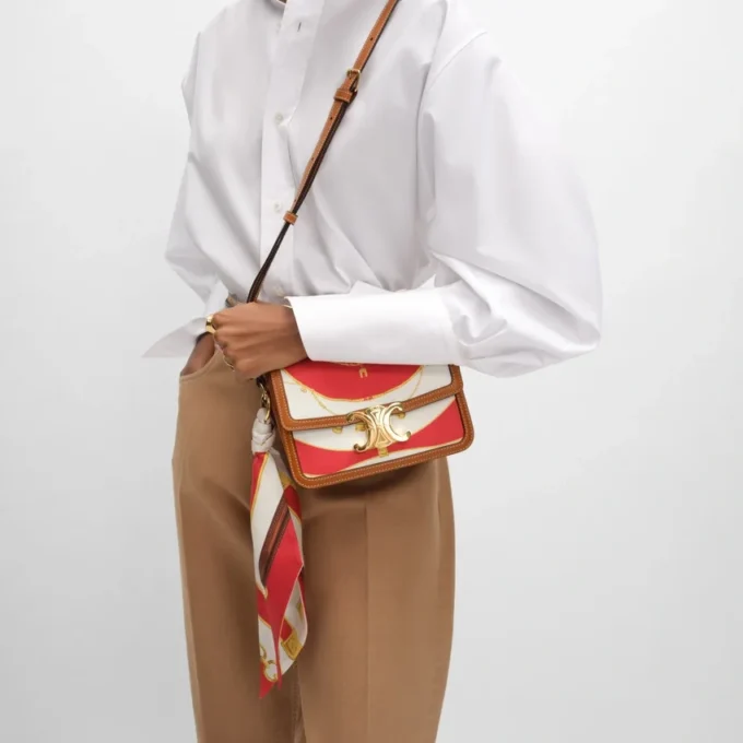 Teen Triomphe in Silk and Natural Calfskin Teen Triomphe in Silk and Natural Calfskin