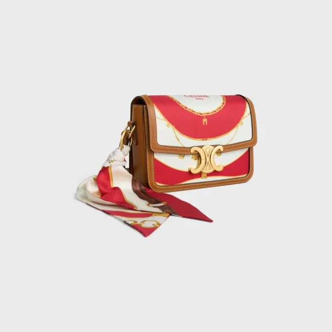 Teen Triomphe in Silk and Natural Calfskin Teen Triomphe in Silk and Natural Calfskin