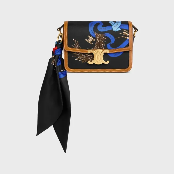 Teen Triomphe in Silk and Natural Calfskin Teen Triomphe in Silk and Natural Calfskin