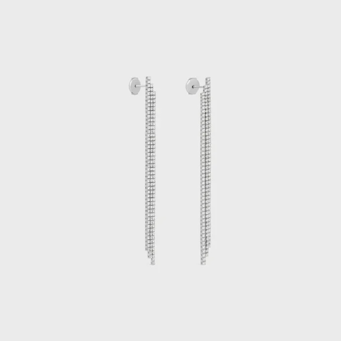 Tennis Cocktail Earrings in White Gold and Diamonds