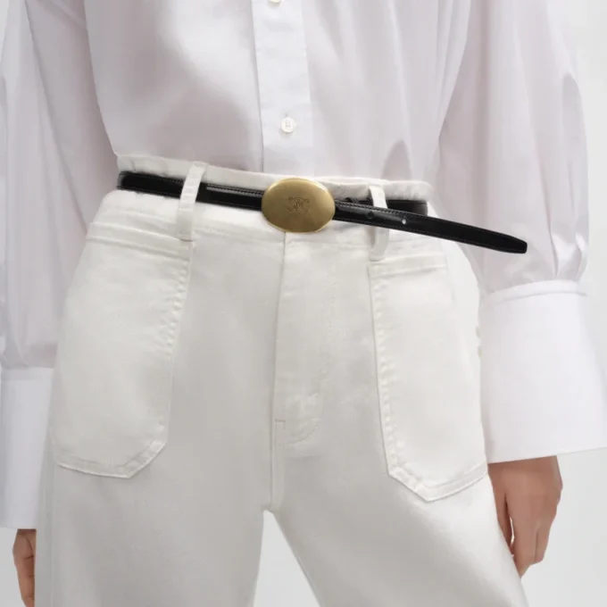 Thin Plate Belt 13Mm in Taurillon Leather Thin Plate Belt 13Mm in Taurillon Leather