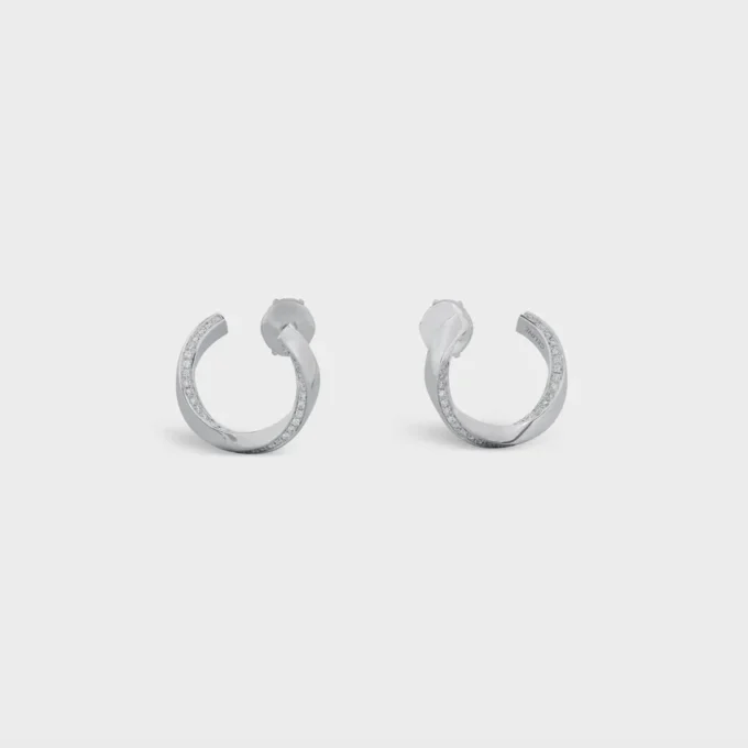 Torsion Earrings in White Gold and Diamonds