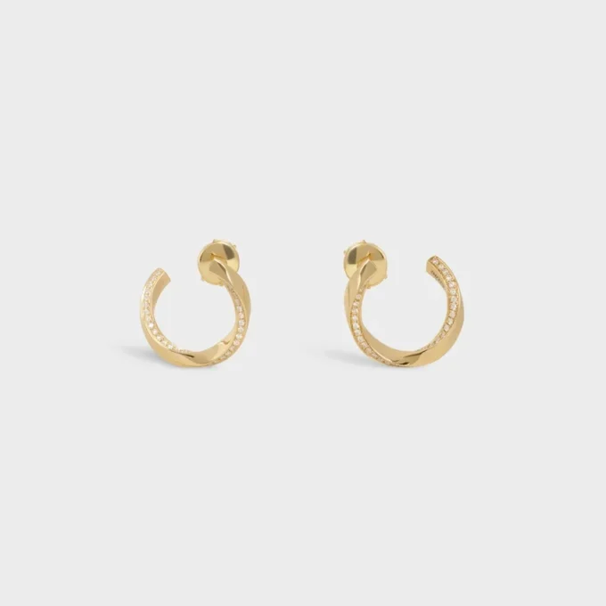 Torsion Earrings in Yellow Gold and Diamonds Torsion Earrings in Yellow Gold and Diamonds
