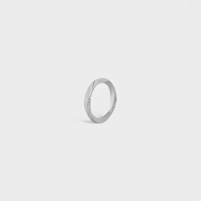 Torsion Ring in White Gold and Diamonds